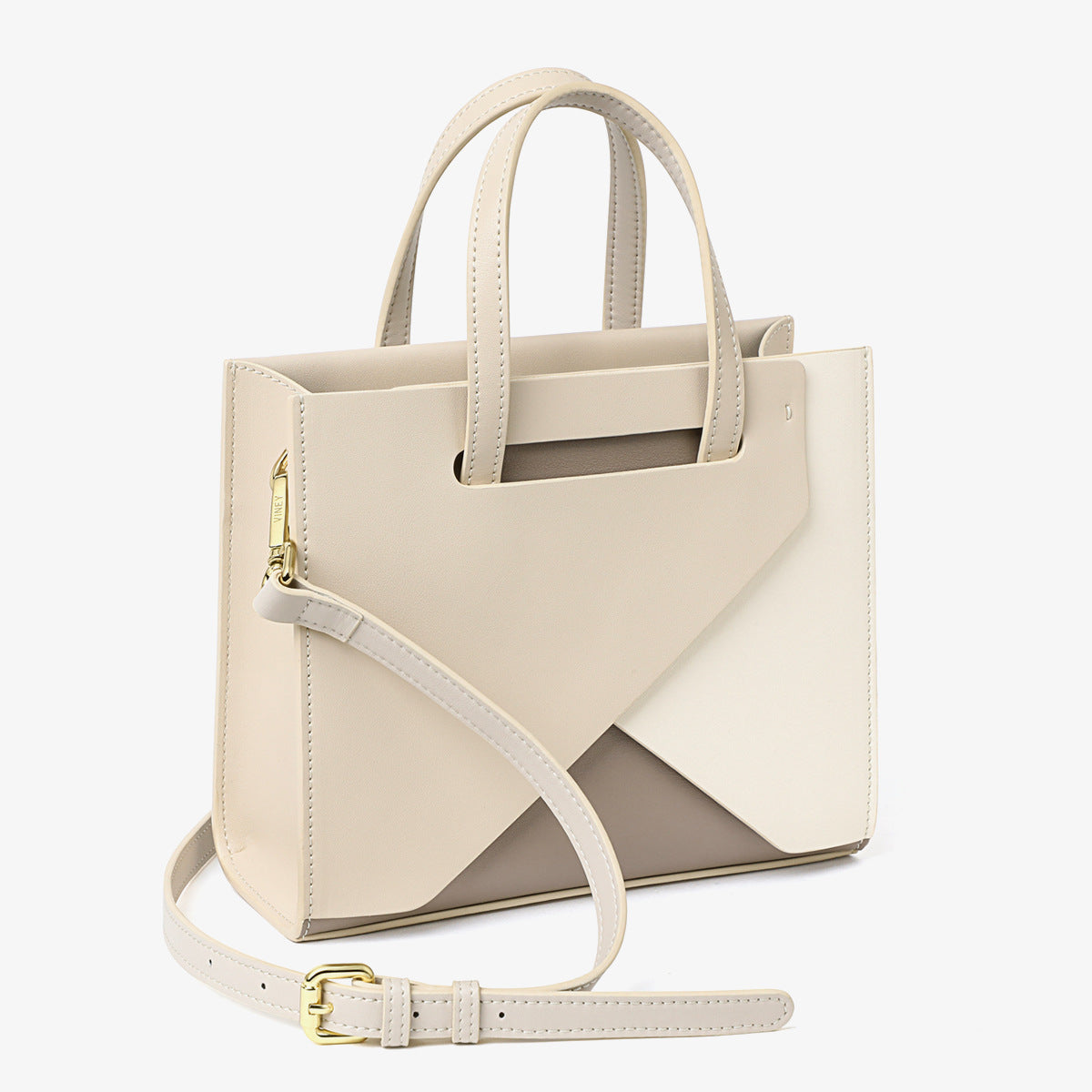 Li Ji | Original handmade leather | Color-blocking elements and geometric lines handbag v8866 