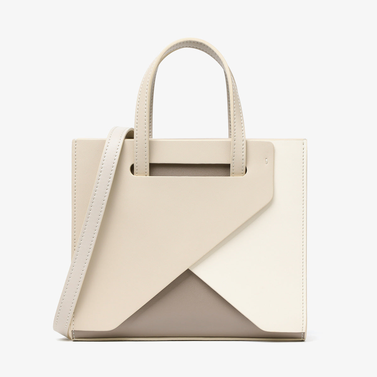 Li Ji | Original handmade leather | Color-blocking elements and geometric lines handbag v8866 