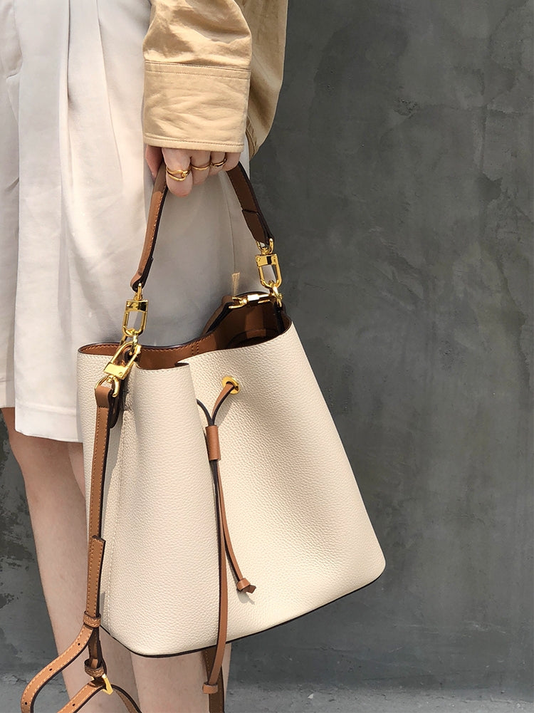 Li Ji | Original handmade leather | Classic and simple drawstring commuting bucket bag CE299 