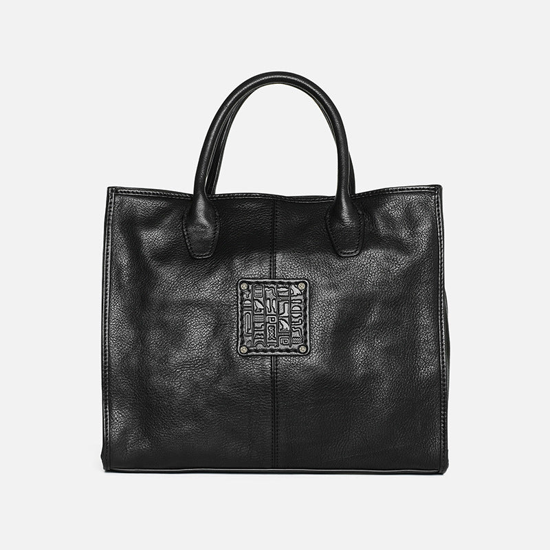 Li Ji | Original handmade genuine leather | High-grade texture oil wax tree paste leather tote bag No. D8590