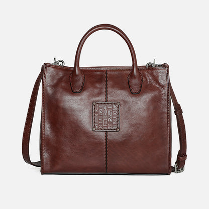 Li Ji | Original handmade genuine leather | High-grade texture oil wax tree paste leather tote bag No. D8590