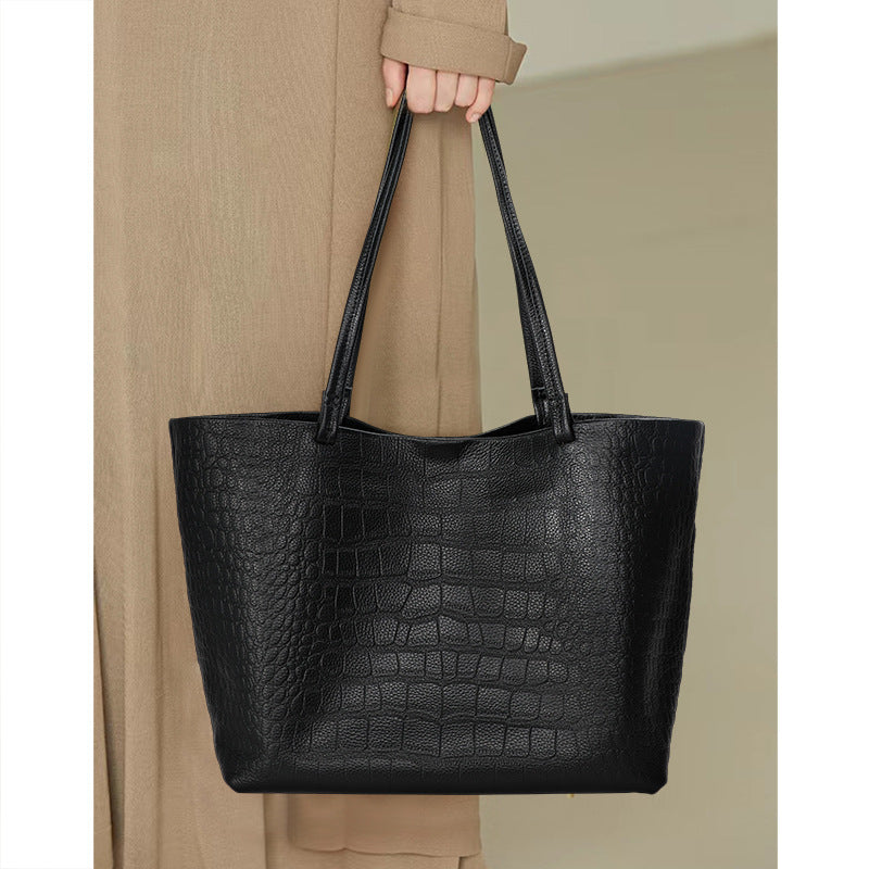 Li Ji | Original handmade leather | High-end crocodile pattern tote bag No. E0369 