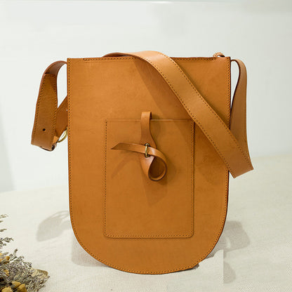 Li Ji | Original handmade leather | European and American style first-layer vegetable tanned leather saddle bag hj6038