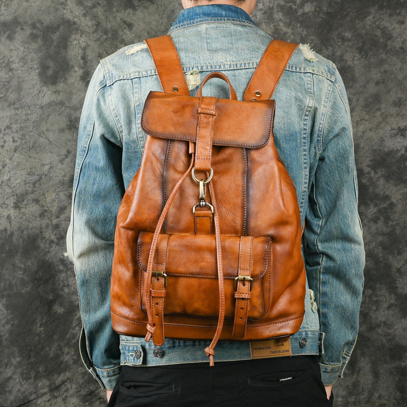 Li Ji | Original handmade leather | Vegetable tanned cowhide 21-inch backpack travel bag No. 88036