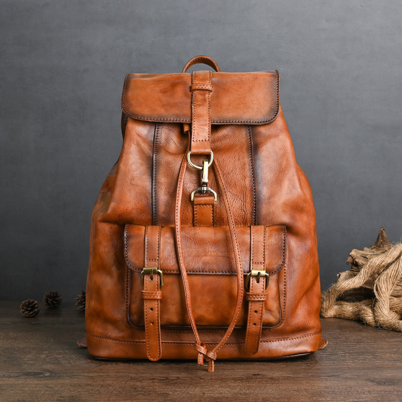 Li Ji | Original handmade leather | Vegetable tanned cowhide 21-inch backpack travel bag No. 88036