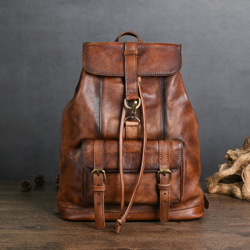 Li Ji | Original handmade leather | Vegetable tanned cowhide 21-inch backpack travel bag No. 88036