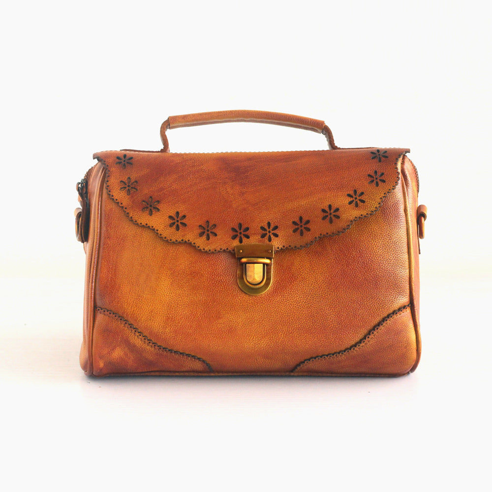 Li Ji | Original handmade genuine leather | Vintage hand-rubbed vegetable tanned cow leather doctor bag No. i099