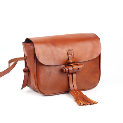 Li Ji | Original handmade leather | Vegetable tanned cow leather tassel Xiaozong design shoulder bag No.1855 