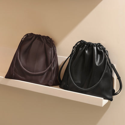 Li Ji | Original handmade genuine leather | Simple style pleated cuffed mother-in-law bag No. jy6014 