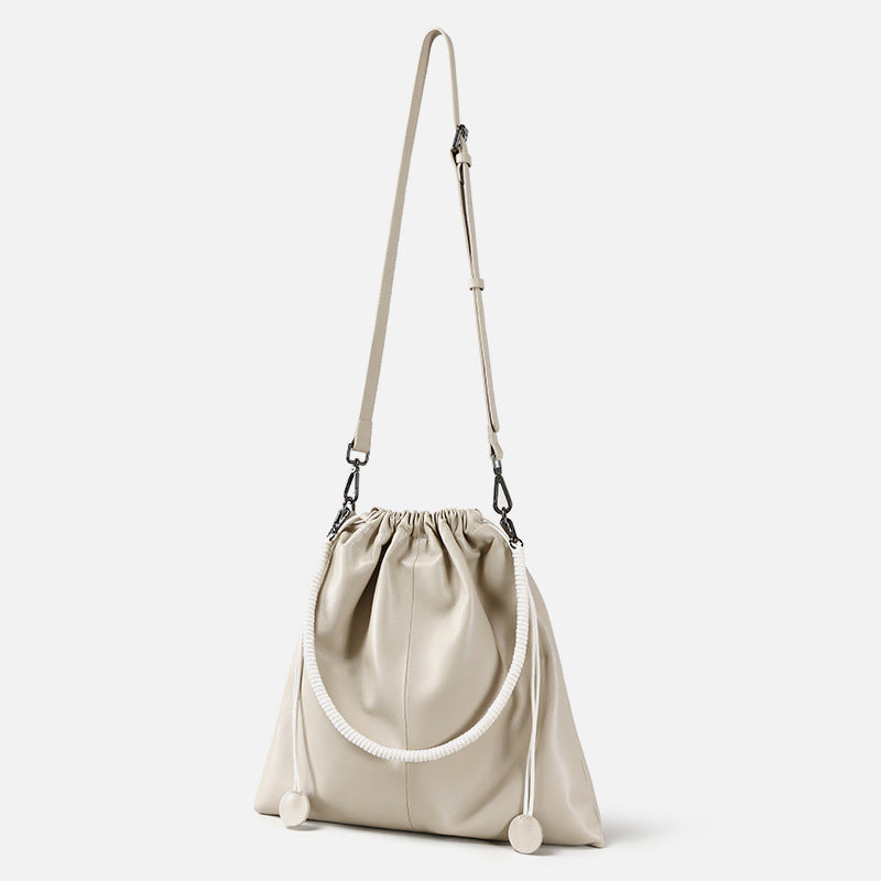 Li Ji | Original handmade genuine leather | Simple style pleated cuffed mother-in-law bag No. jy6014 