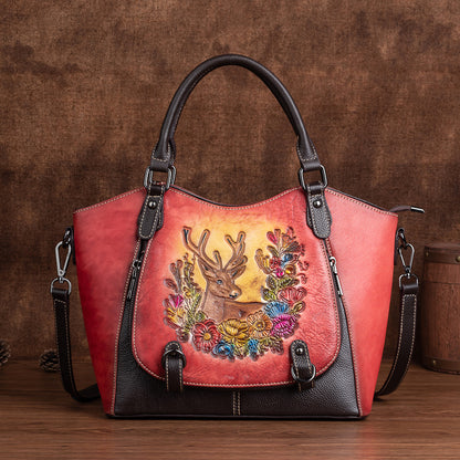 Li Ji | Original handmade leather | Lutou Eno embossed craft hand-held tote bag No. 2035 