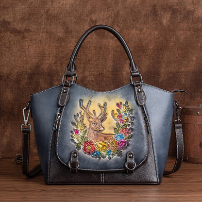 Li Ji | Original handmade leather | Lutou Eno embossed craft hand-held tote bag No. 2035 