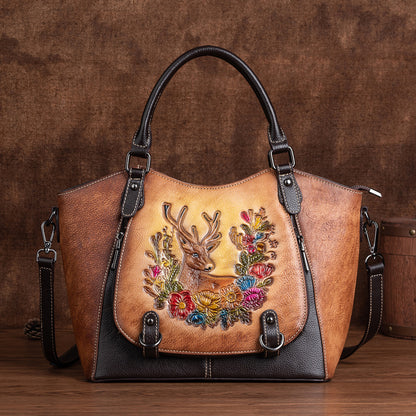 Li Ji | Original handmade leather | Lutou Eno embossed craft hand-held tote bag No. 2035 