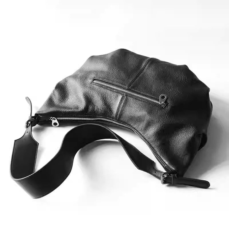 Li Ji | Original handmade genuine leather | Juな soft and waxy の明き唧姧 wide shoulder strap Crescent bag No. 398 