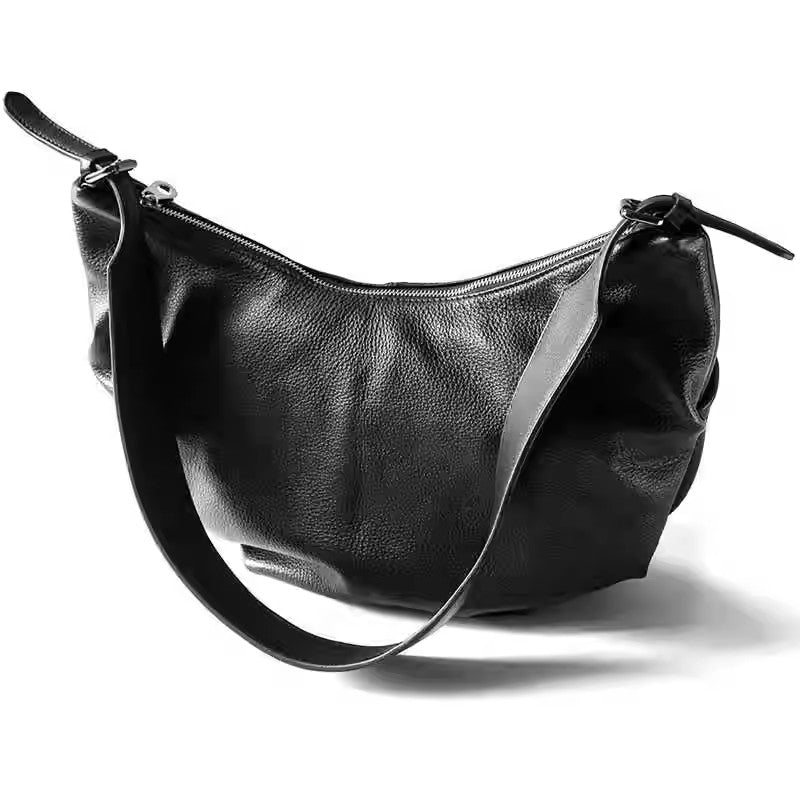 Li Ji | Original handmade genuine leather | Juな soft and waxy の明き唧姧 wide shoulder strap Crescent bag No. 398 