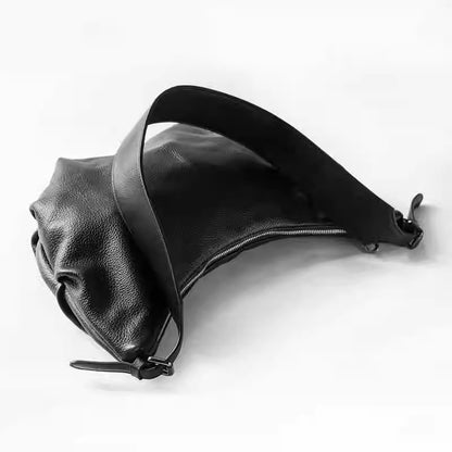 Li Ji | Original handmade genuine leather | Juな soft and waxy の明き唧姧 wide shoulder strap Crescent bag No. 398 