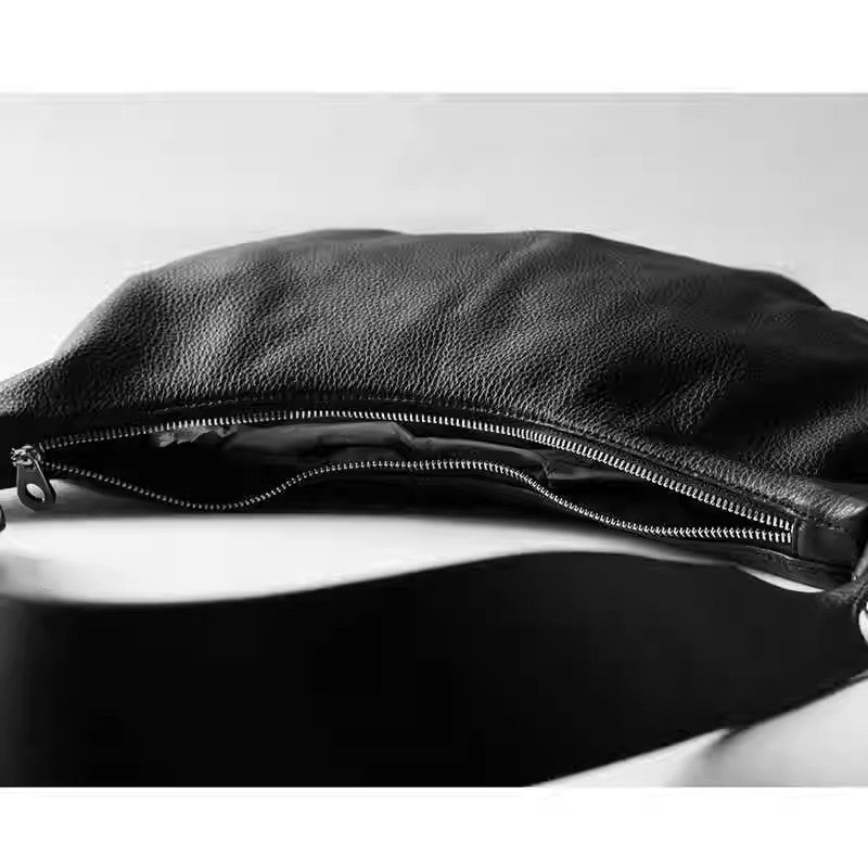 Li Ji | Original handmade genuine leather | Juな soft and waxy の明き唧姧 wide shoulder strap Crescent bag No. 398 