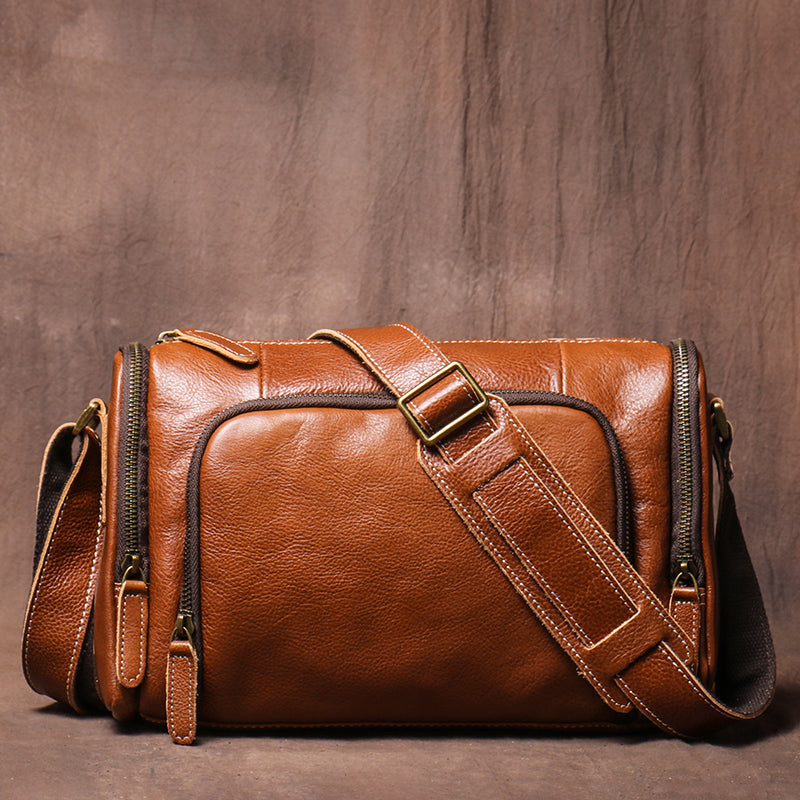 Li Ji | Retro vegetable tanned leather handmade original messenger bag horizontal style cowhide bag No. 478 