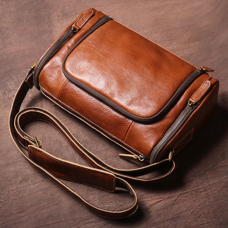 Li Ji | Retro vegetable tanned leather handmade original messenger bag horizontal style cowhide bag No. 478 