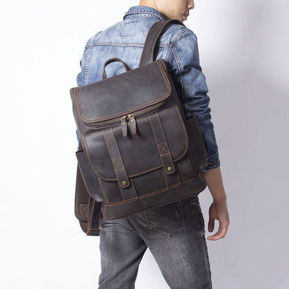 Li Ji | Original leather handmade | Mad cow leather large backpack No. 65604 