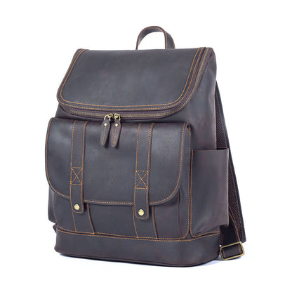 Li Ji | Original leather handmade | Mad cow leather large backpack No. 65604 