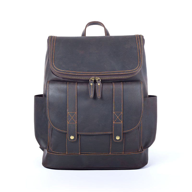 Li Ji | Original leather handmade | Mad cow leather large backpack No. 65604 