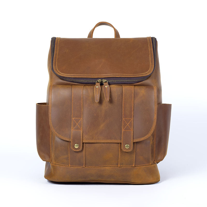 Li Ji | Original leather handmade | Mad cow leather large backpack No. 65604 