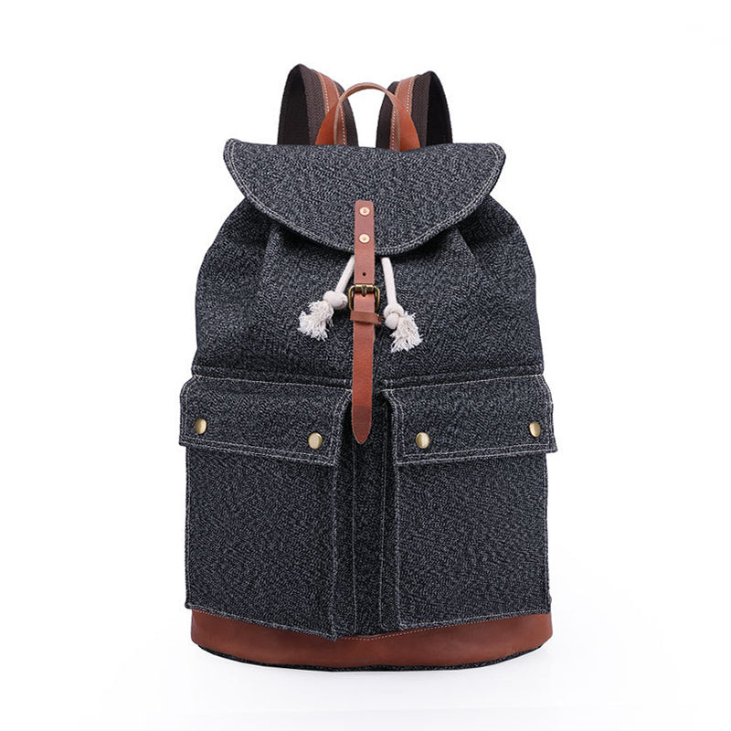 Li Ji | Original handmade leather | &lt;Pepper and Salt World War II Army Bag&gt; Canvas + Vegetable Tanned Leather Backpack No. 5386 