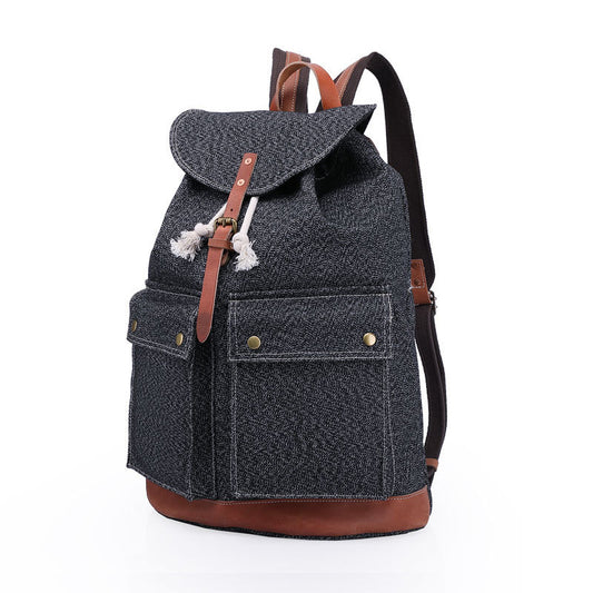 Li Ji | Original handmade leather | &lt;Pepper and Salt World War II Army Bag&gt; Canvas + Vegetable Tanned Leather Backpack No. 5386 