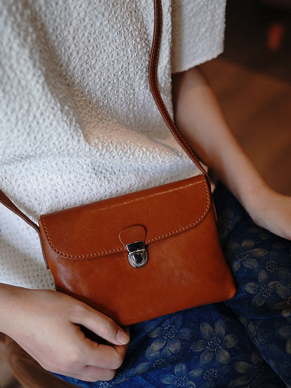 Li Ji | Original handmade genuine leather | Practical and convenient lock and slant envelope bag No. 138