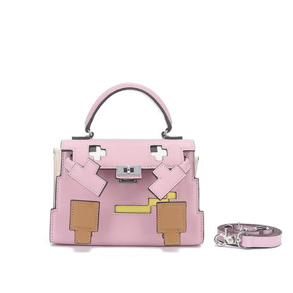 Li Ji | Original handmade leather | Mosaic sweet and contrasting color little monster Kelly bag No. m635 