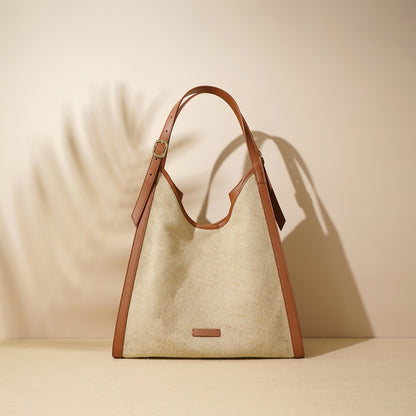 Li Ji | Original handmade genuine leather | Lazy style, cotton and linen texture, large capacity armpit bag No. m7907 