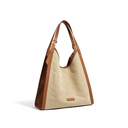 Li Ji | Original handmade genuine leather | Lazy style, cotton and linen texture, large capacity armpit bag No. m7907 