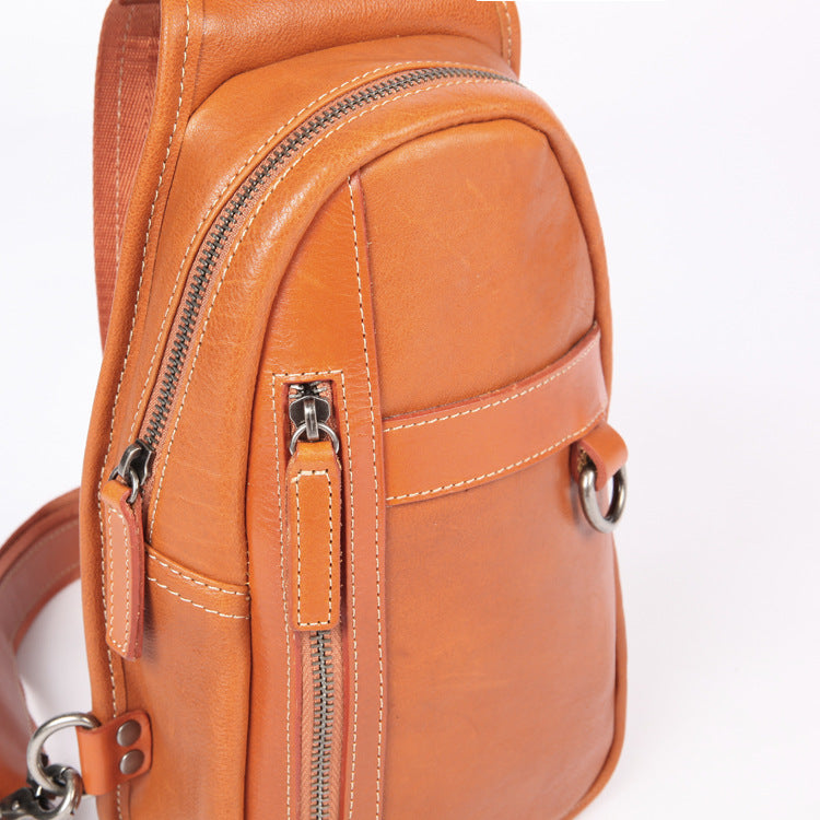 Li Ji | Original handmade leather | Hands-free street vegetable tanned leather chest bag No. R6281 