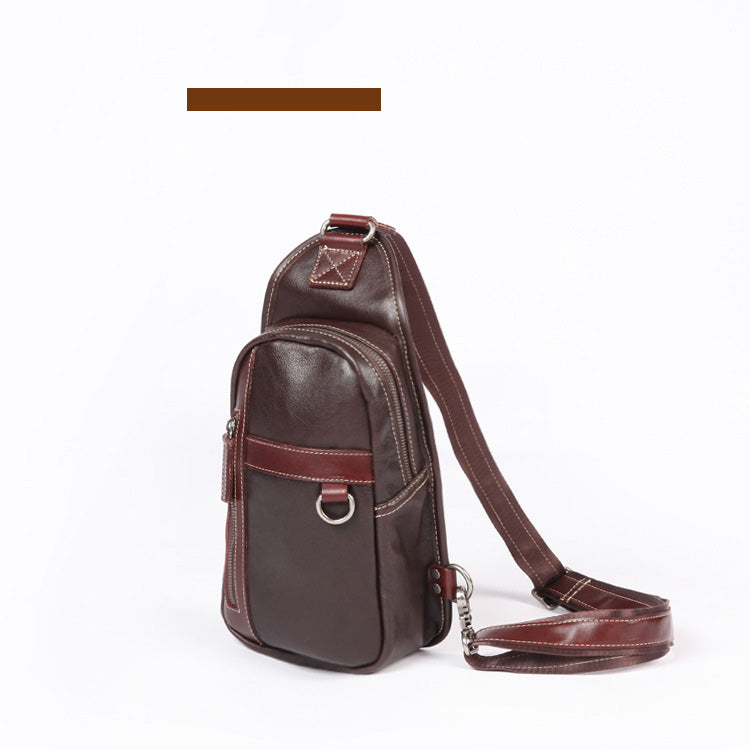 Li Ji | Original handmade leather | Hands-free street vegetable tanned leather chest bag No. R6281 