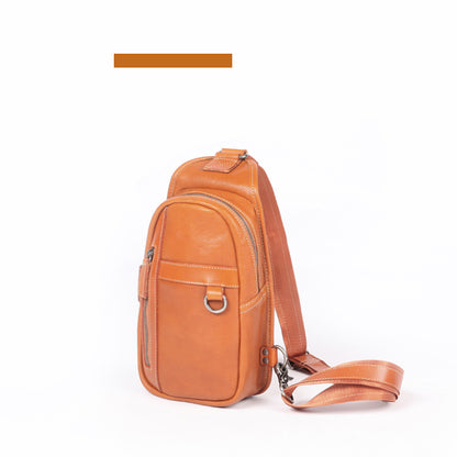 Li Ji | Original handmade leather | Hands-free street vegetable tanned leather chest bag No. R6281 