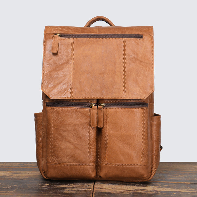 Li Ji | Original handmade leather | European and American retro matte cowhide casual backpack No. 1511 