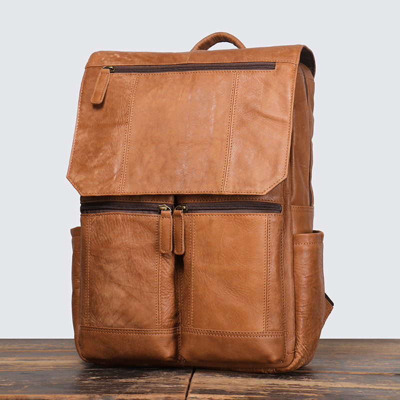 Li Ji | Original handmade leather | European and American retro matte cowhide casual backpack No. 1511 