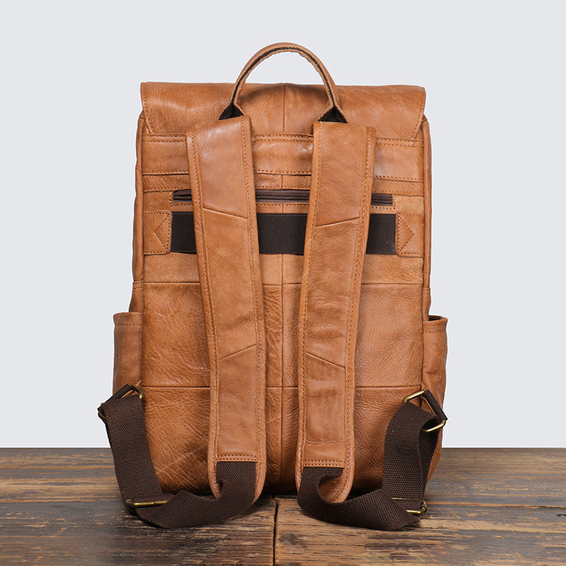 Li Ji | Original handmade leather | European and American retro matte cowhide casual backpack No. 1511 