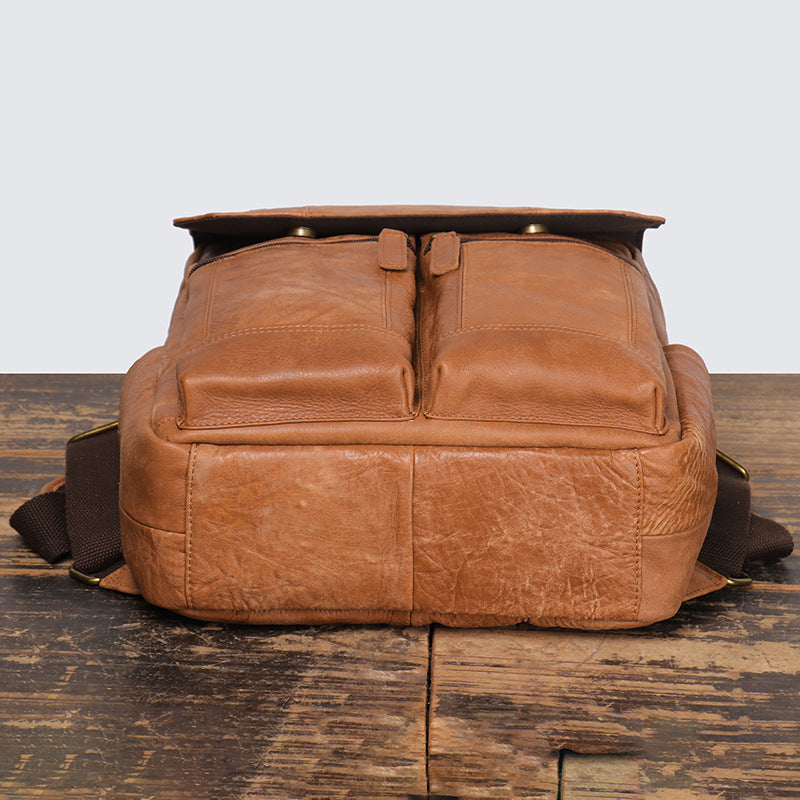 Li Ji | Original handmade leather | European and American retro matte cowhide casual backpack No. 1511 