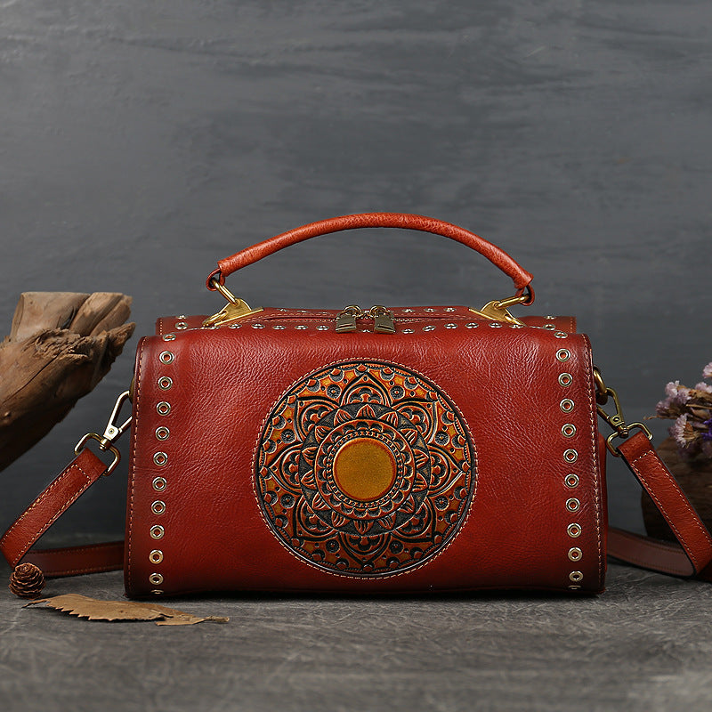 Li Ji | Original handmade genuine leather | Retro wicker pillow bag No. 3219 