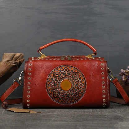 Li Ji | Original handmade genuine leather | Retro wicker pillow bag No. 3219 