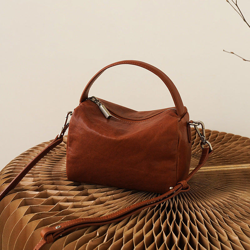 Li Ji | Original handmade genuine leather | Vegetable-tanned first-layer cowhide texture and small square bag No. 199 