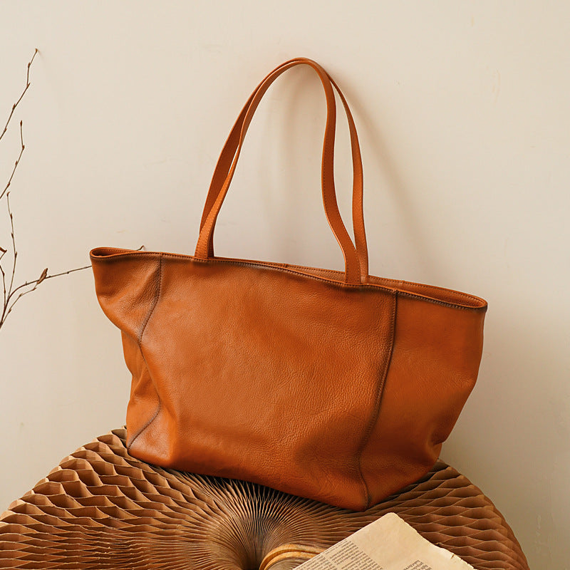 Li Ji | Original handmade leather | Simple style, vegetable tanned leather, lightweight shopping bag No. sj3066 