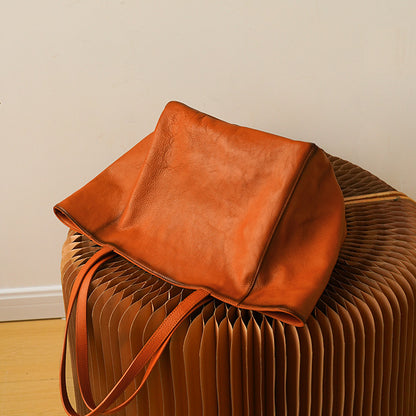 Li Ji | Original handmade leather | Simple style, vegetable tanned leather, lightweight shopping bag No. sj3066 