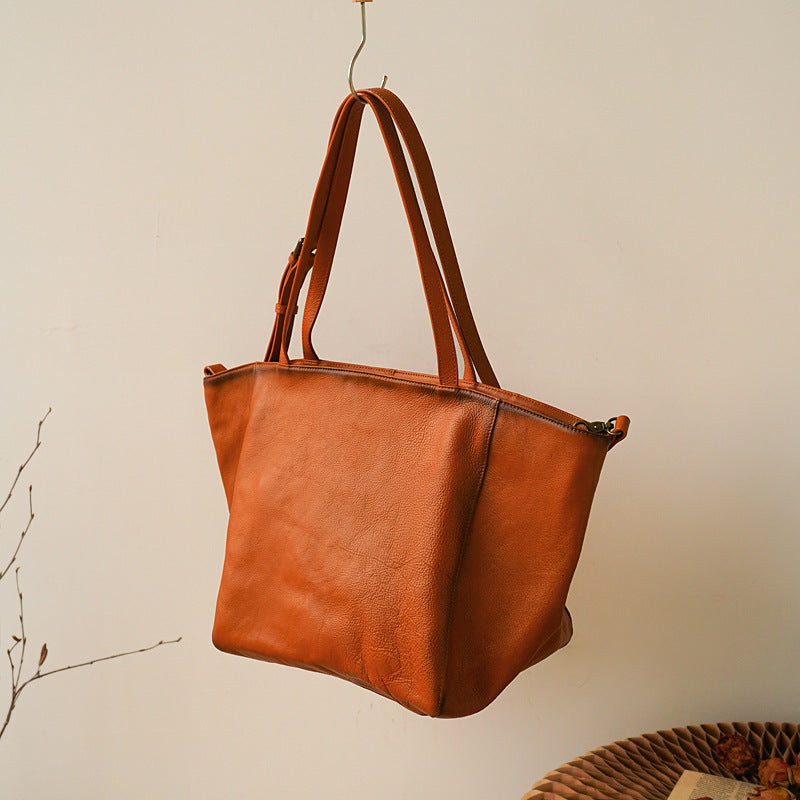 Li Ji | Original handmade leather | Simple style, vegetable tanned leather, lightweight shopping bag No. sj3066 