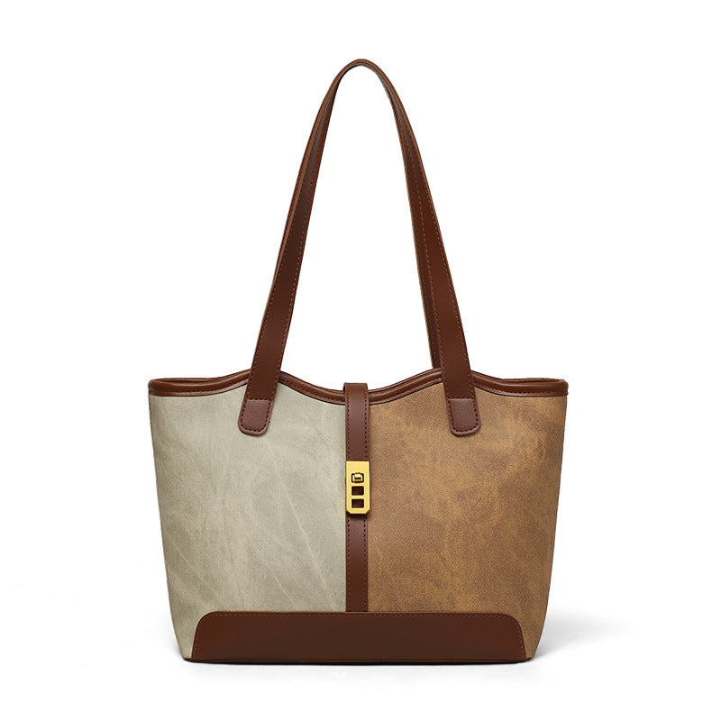 Li Ji | Original handmade genuine leather | High quality, simple and fine color matching tote bag v90778 