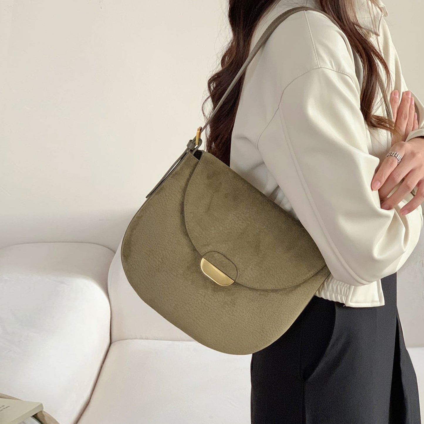 Li Ji | Original handmade genuine leather | Softness and texture, strong saddle bag No. w60018