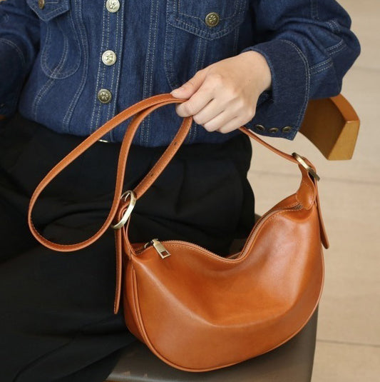 Li Ji | Original handmade genuine leather | Leto vegetable tanned leather casual dumpling-shaped armpit bag No. Y307 