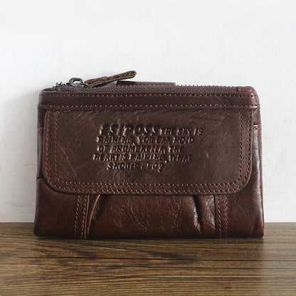 Li Ji | Original leather handmade | Oil wax leather wallet with label No. P2006